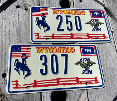 307's "Wyomerican" America's 250th Wyoming Souvenir License Plate Final Release #250 & #307