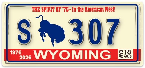 307 "1976-2026" Bicentennial Wyo License Plate Decal