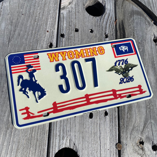 307's "Wyomerican" America's 250th Wyoming Souvenir License Plate Final Release #250 & #307